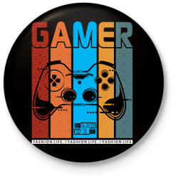 printfashion gamer - Kitűző, hűtőmágnes - Fekete (13707407)