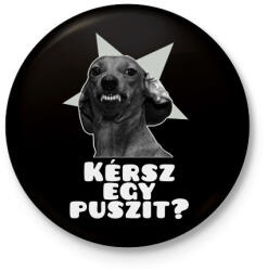 printfashion Kérsz egy puszit? - Kitűző, hűtőmágnes - Fekete (15645394)