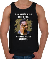 printfashion A boldogság olyan mint a fing - Férfi atléta - Fekete (5179572)