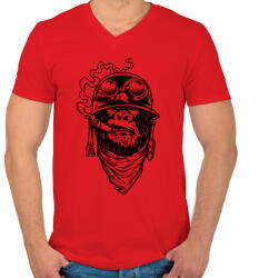printfashion Majmok kora - Férfi V-nyakú póló - Piros (31122)