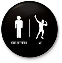 printfashion Your Boyfriend - Me - Zyzz Gym - Kitűző, hűtőmágnes - Fekete (6357467)