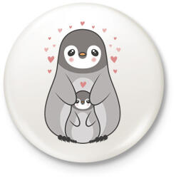 printfashion Pingvin család - Kitűző, hűtőmágnes - Fehér (7528635)