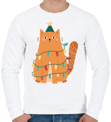 printfashion Karácsonyi macska - Férfi pulóver - Fehér (5572031)