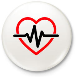 printfashion Szívgörbe - Kitűző, hűtőmágnes - Fehér (12070267)