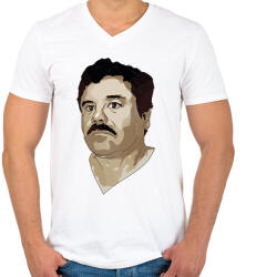 printfashion El Chapo - Férfi V-nyakú póló - Fehér (2861663)