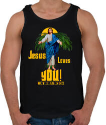 printfashion jesus loves you but im not - Férfi atléta - Fekete (2599162)