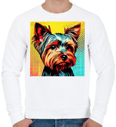 printfashion Graffiti Yorkshire terrier kutya - Férfi pulóver - Fehér (13378515)