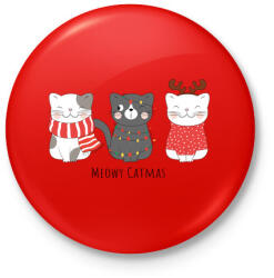 printfashion Meowy Catmas - Kitűző, hűtőmágnes - Piros (5464627)
