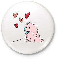 printfashion Szerelmes dínó (lány) - Kitűző, hűtőmágnes - Fehér (15582956)