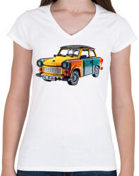 printfashion LEGO Trabant - Retro autó - Női V-nyakú póló - Fehér (15533310)