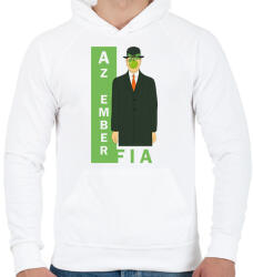 printfashion René Magritte - Az ember fia - Férfi kapucnis pulóver - Fehér (6729822)