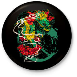 printfashion Sárkány grafika - Kitűző, hűtőmágnes - Fekete (4959888)