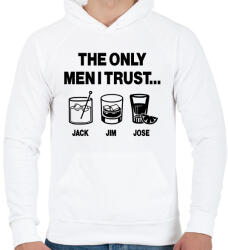 printfashion The only men I trust. . . Jack, Jim, Jose - Férfi kapucnis pulóver - Fehér (16784789)
