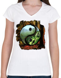 printfashion Az élet valójában! - Női V-nyakú póló - Fehér (7116390)