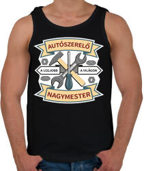 printfashion Autószerelő nagymester - Férfi atléta - Fekete (6565377)