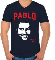 printfashion Pablo E. - Férfi V-nyakú póló - Sötétkék (2493003)