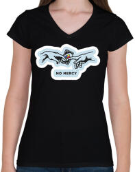 printfashion UNO No Mercy - Női V-nyakú póló - Fekete (16476578)