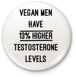 printfashion A vegán férfiak 13%-al magasabb tesztoszteronnal rendelkeznek - Kitűző, hűtőmágnes - Fehér (3079344)