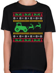 printfashion Traktoros karácsony - Gyerek póló - Fekete (11357840)