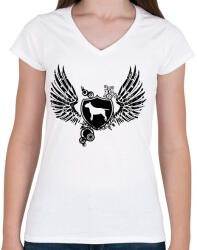 printfashion Bull terrier wings - Női V-nyakú póló - Fehér (1558635)
