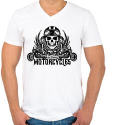 printfashion Motorcycle - Férfi V-nyakú póló - Fehér (13733680)