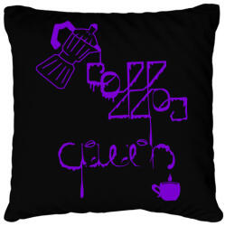 printfashion CoffeeQueenPurple - Párnahuzat, Díszpárnahuzat - Fekete (5583065)
