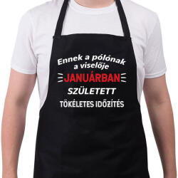 printfashion Ennek a pólónak a viselője januárban született - Kötény - Fekete (11015622)