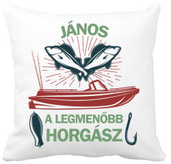 printfashion A legmenőbb horgász - Névvel - Párnahuzat, Díszpárnahuzat - Fehér (6287162)