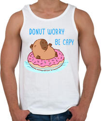 printfashion Donut worry be capy (kék) - Férfi atléta - Fehér (13813844)