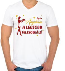 printfashion Az én anyukám - Felszolgáló - Férfi V-nyakú póló - Fehér (9429707)
