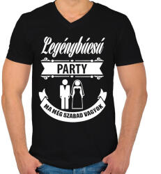 printfashion Legénybúcsú - Férfi V-nyakú póló - Fekete (2416415)