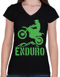 printfashion Enduro - Női V-nyakú póló - Fekete (4251150)