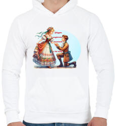 printfashion Lánykérés - Férfi kapucnis pulóver - Fehér (15535908)