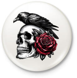 printfashion Halálfej - Kitűző, hűtőmágnes - Fehér (15165585)