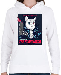 printfashion Terminátor cica - Női kapucnis pulóver - Fehér (11837630)