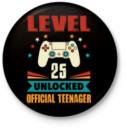 printfashion 25 éves gamer - Kitűző, hűtőmágnes - Fekete (3097087)