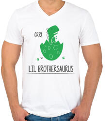 printfashion Lil Brothersaurus - Férfi V-nyakú póló - Fehér (14065827)