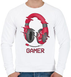 printfashion Gamer fejhallgató - Férfi pulóver - Fehér (4371787)