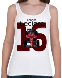 printfashion Charles Leclerc 16 autóversenyző - fekete felirat - Női atléta - Fehér (16041703)