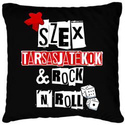 printfashion Szex, Társasjátékok & Rock 'n' Roll - Párnahuzat, Díszpárnahuzat - Fekete (16796947)