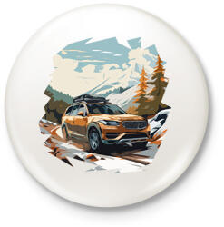 printfashion SUV a hegyekben - Kitűző, hűtőmágnes - Fehér (14023057)