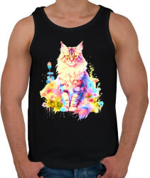 printfashion Színes maine coon - Férfi atléta - Fekete (14010073)
