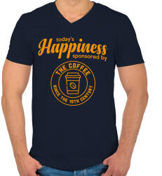 printfashion Happiness - Férfi V-nyakú póló - Sötétkék (848881)