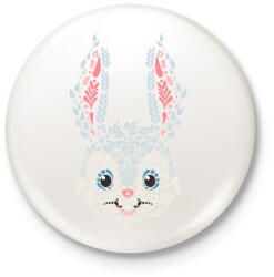 printfashion Magyaros nyuszi fej - Kitűző, hűtőmágnes - Fehér (13053372)