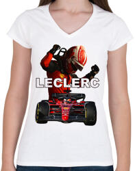 printfashion Charles Leclerc - Női V-nyakú póló - Fehér (10904305)