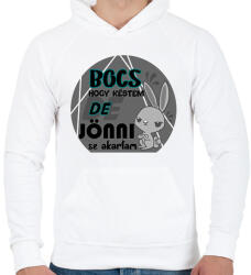 printfashion nyuszis bocs hogy késtem - Férfi kapucnis pulóver - Fehér (6844195)