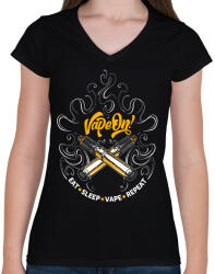 printfashion Vape on! - Női V-nyakú póló - Fekete (2008675)