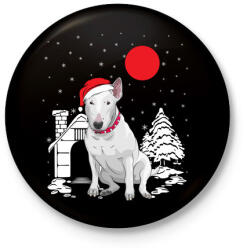 printfashion Bullterrier karácsony - Kitűző, hűtőmágnes - Fekete (3095606)