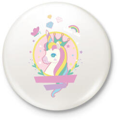 printfashion Unikornis - Kitűző, hűtőmágnes - Fehér (3077999)