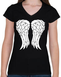 printfashion Daryl szárnyak - Női V-nyakú póló - Fekete (14232372)